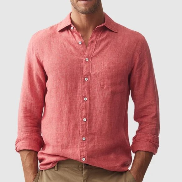 Rodd & Gunn 100% Linen Salmon Red Casual Button Down Shirt 2XL - Picture 1 of 11